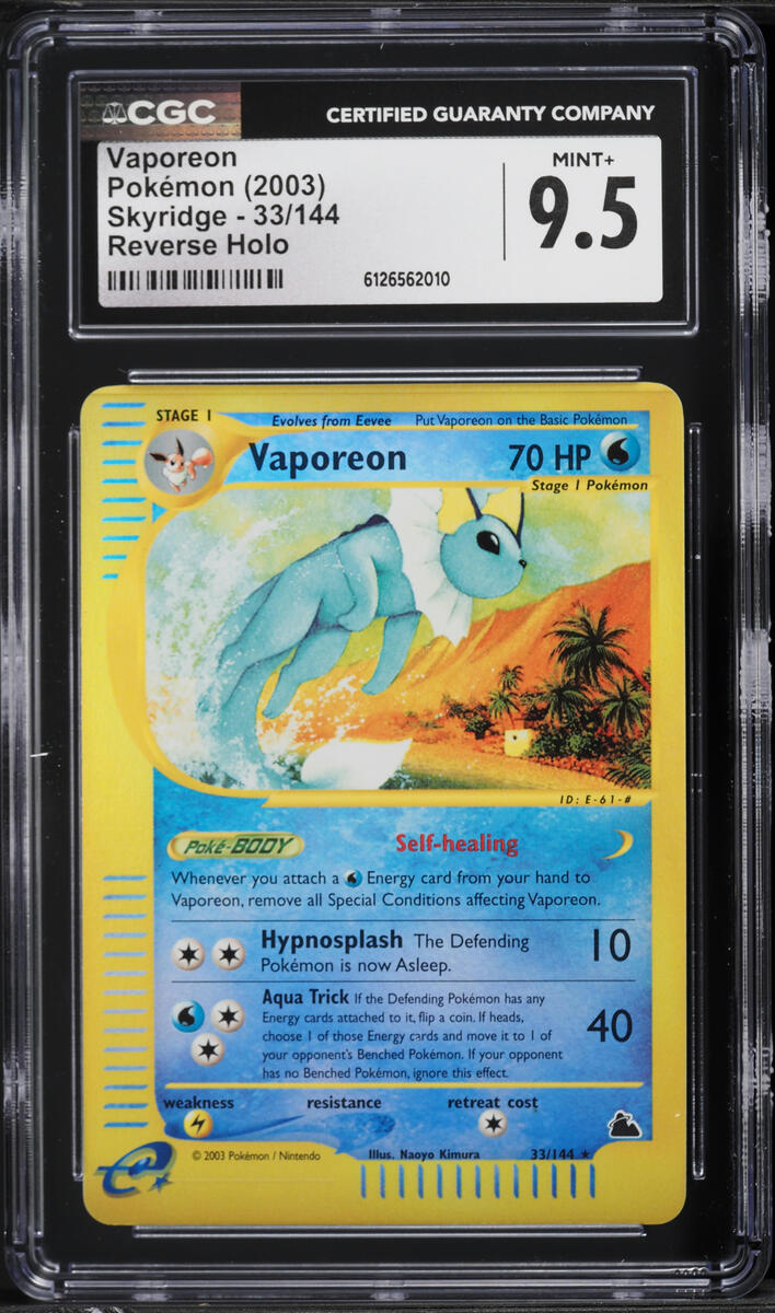 2003 Pokemon Skyridge Reverse Holo Vaporeon #33 CGC 9.5 MINT+