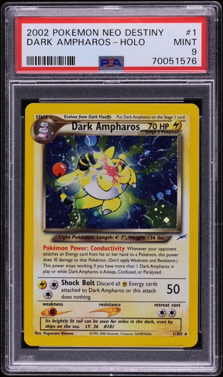 2002 Pokemon Neo Destiny Holo Dark Ampharos #1 PSA 9 MINT