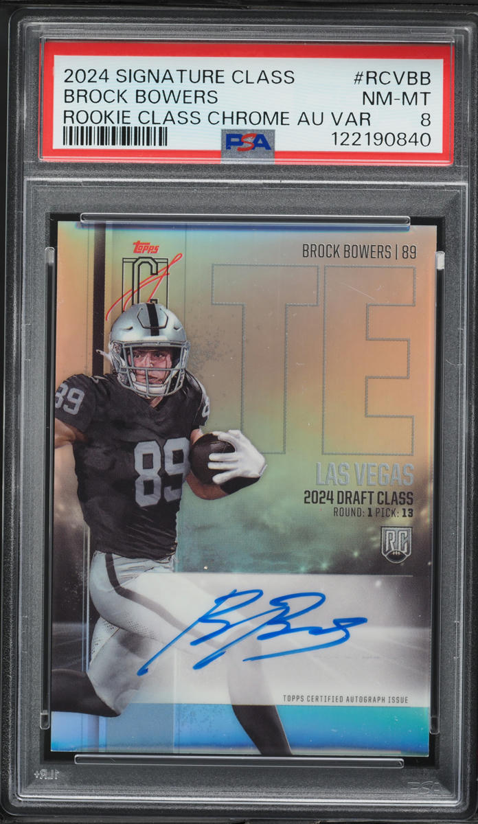 2024 Topps Signature Class Chrome Brock Bowers ROOKIE AUTO #RCVBB PSA 8 NM-MT