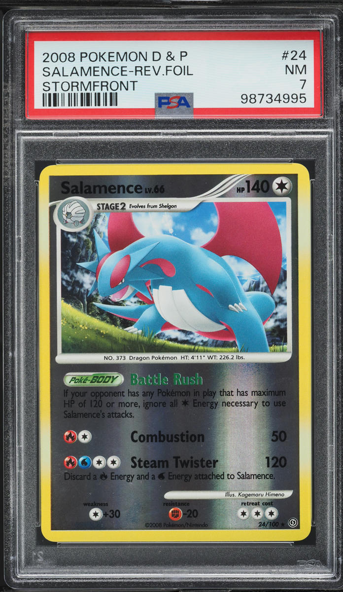 2008 Pokemon Diamond & Pearl Stormfront Reverse Holo Salamence #24 PSA 7 NRMT
