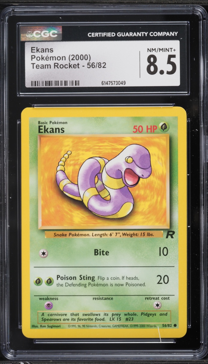2000 Pokemon Team Rocket Ekans #56 CGC 8.5 NM-MT+