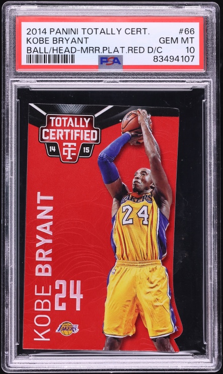 2014 Totally Certified Mirror Platinum Red Die-Cut Kobe Bryant JERSEY # 24/135 #66 PSA 10 - Photo 1