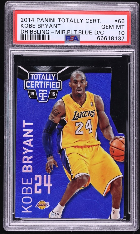 2014 Totally Certified Mirror Platinum Blue Die-Cut Kobe Bryant JERSEY # 24/74 #66 PSA 10 - Photo 1