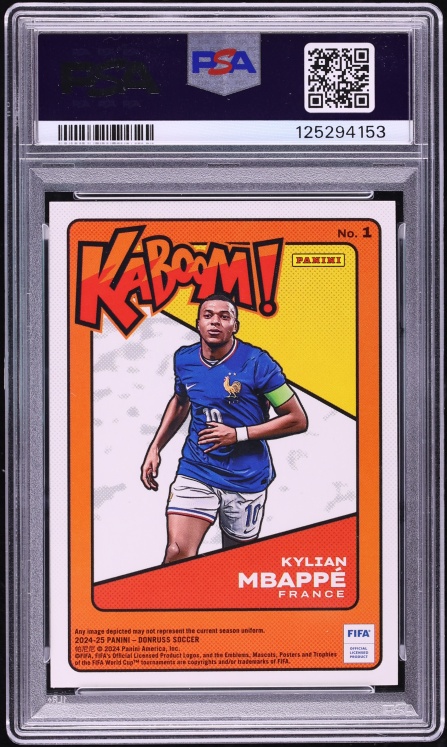 2024 Donruss FIFA Kaboom! Kylian Mbappe #1 PSA 9 MINT - Photo 2