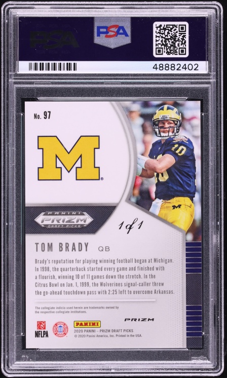 2020 Panini Prizm Draft Picks Black Tom Brady 1/1 #97 PSA 10 GEM MINT - Photo 2