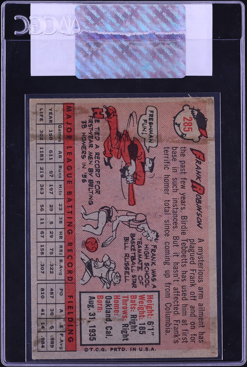 1958 Topps Frank Robinson #285 CGC AUTH