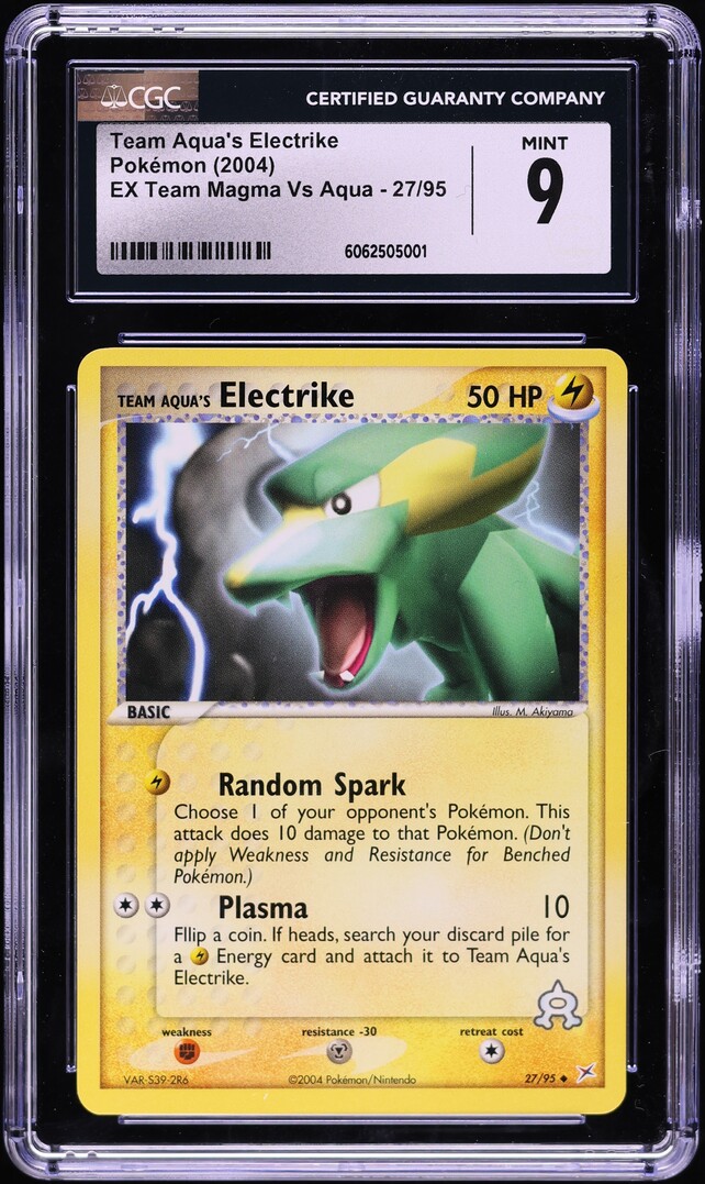 2004 Pokemon EX Team Magma Vs Aqua Team Aqua's Electrike #27 CGC 9 MINT - Main Image