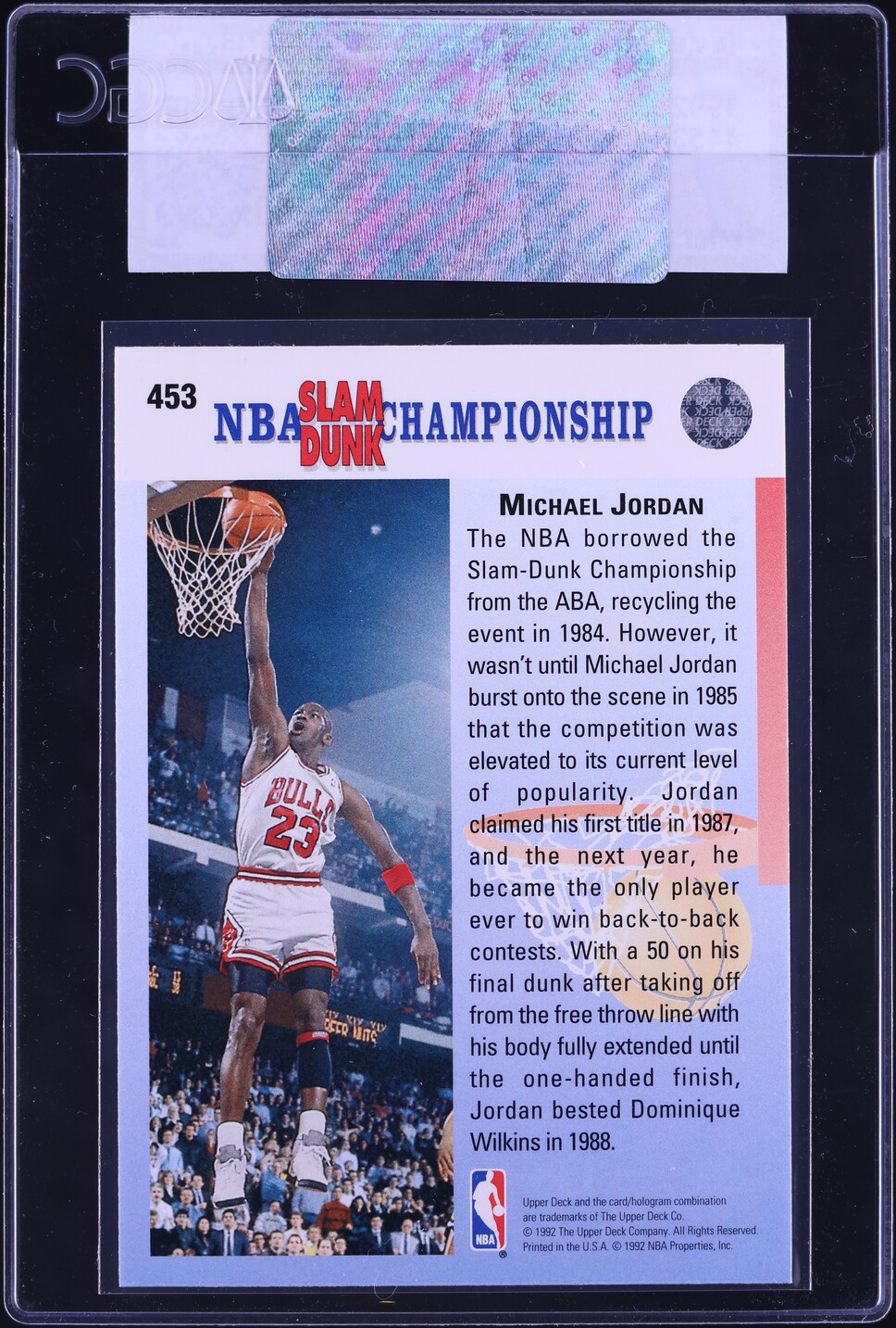 1992 Upper Deck Basketball Michael Jordan #453 CGC AUTH