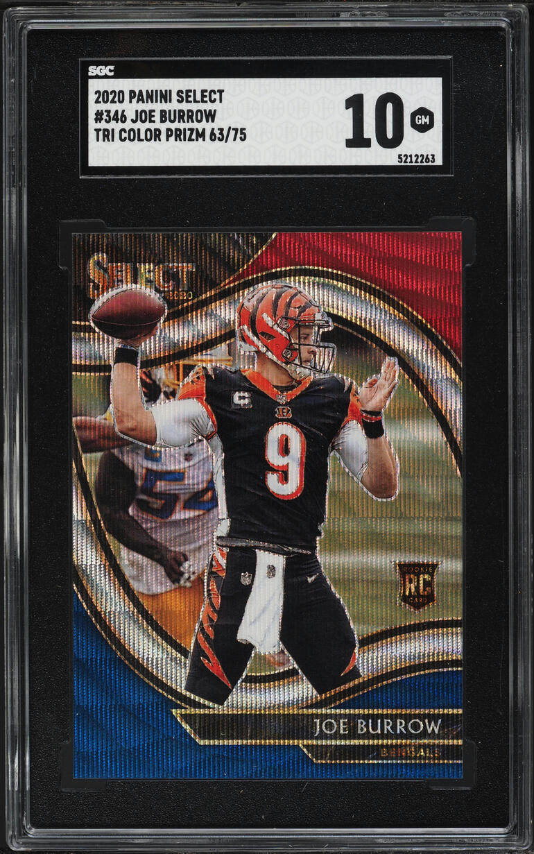 2020 Select Field Level Tri-Color Prizm Joe Burrow ROOKIE /75 #346 SGC 10 GEM MINT