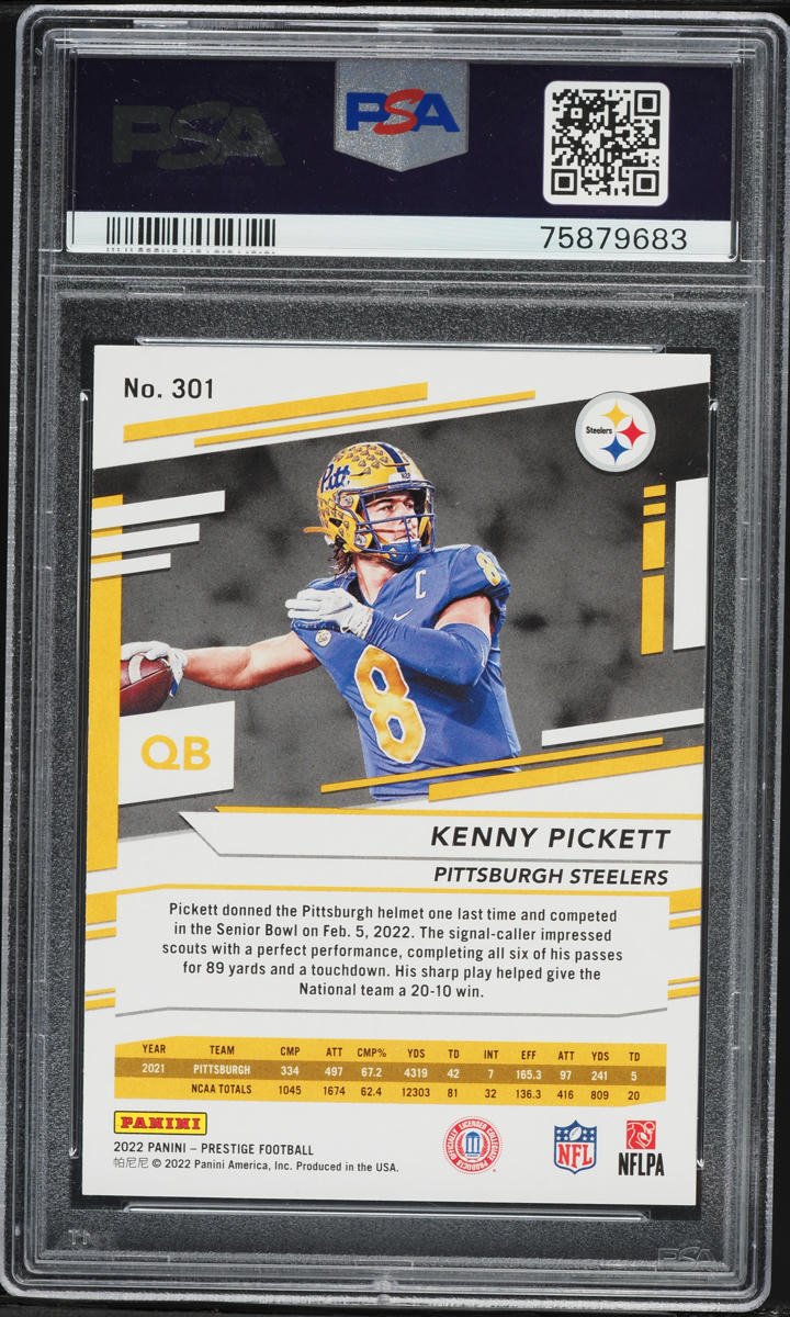 2022 Panini Prestige Sunburst Xtra Points Kenny Pickett ROOKIE #301 PSA 10 GEM MINT