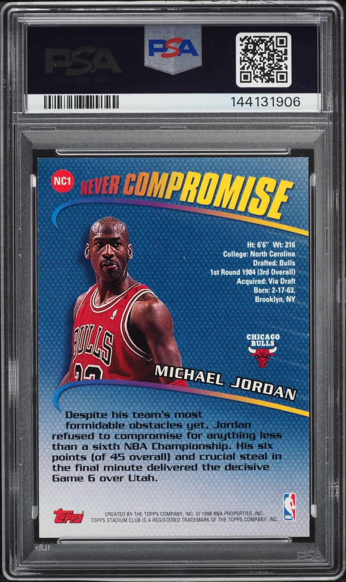 1998 Stadium Club Never Compromise Michael Jordan #NC1 PSA 9 MINT