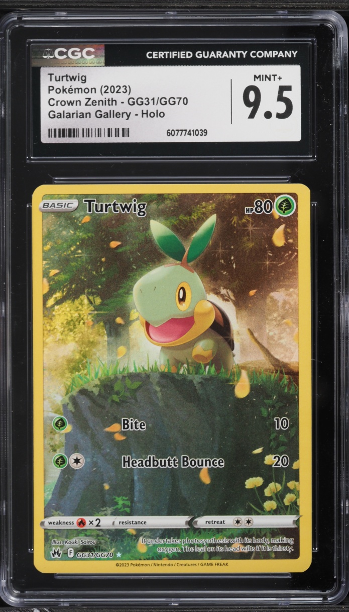 2023 Pokemon Sword & Shield Crown Zenith Galarian Gallery Alt Art Turtwig #GG31 CGC 9.5 MINT+