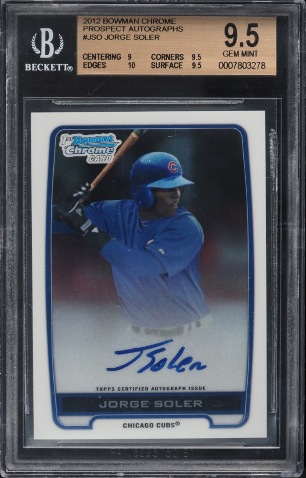 2012 Bowman Chrome Jorge Soler PROSPECT AUTO #BCA-JSO BGS 9.5 GEM MINT