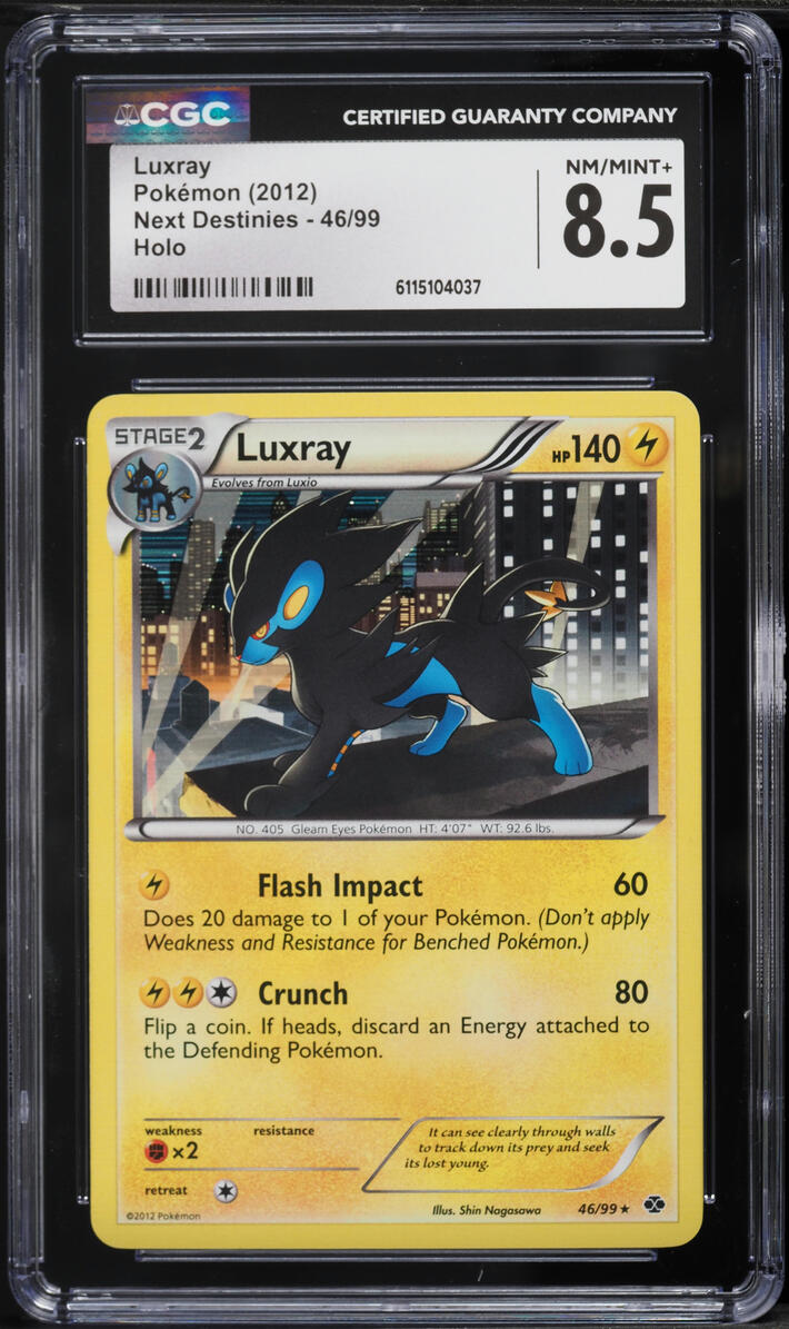 2012 Pokemon Black & White Next Destinies Holo Luxray #46 CGC 8.5 NM-MT+