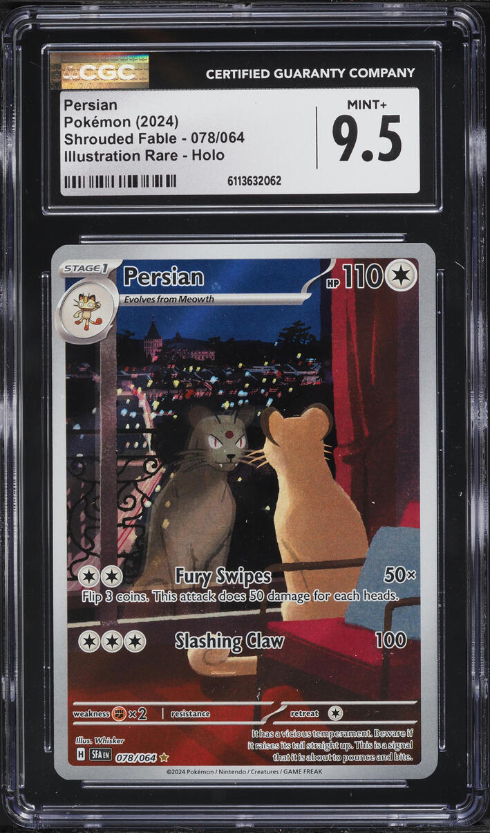 2024 Pokemon Scarlet & Violet Shrouded Fable IR Persian #78 CGC 9.5 MINT+