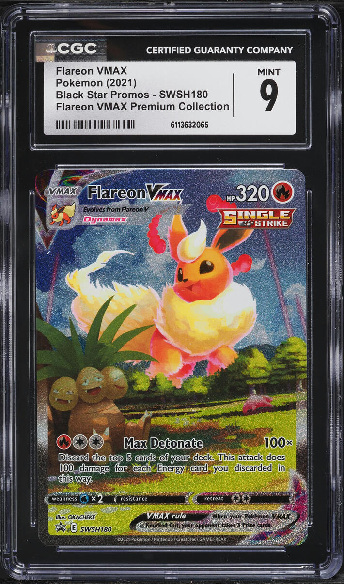 2021 Pokemon Sword & Shield Promo Premium Collection Alt Art Flareon VMAX #SWSH180 CGC 9 MINT