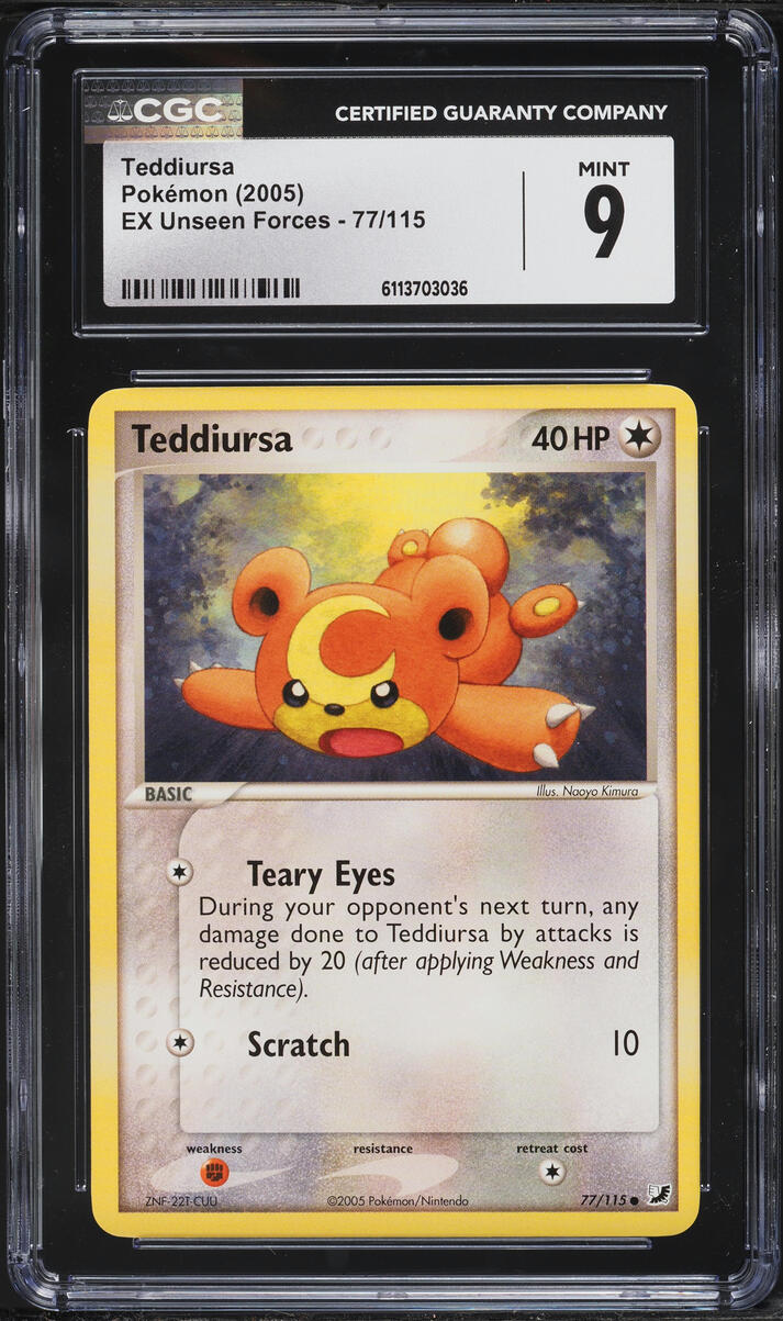 2005 Pokemon EX Unseen Forces Teddiursa #77 CGC 9 MINT