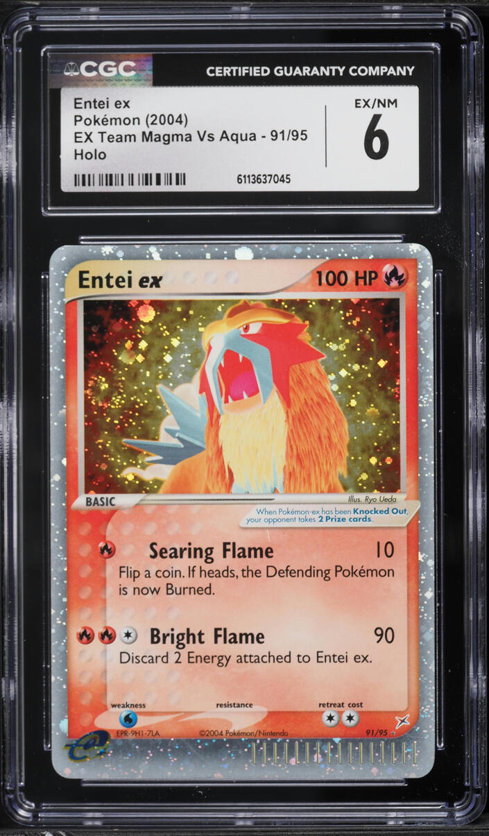 2004 Pokemon EX Team Magma Vs Aqua Holo Entei ex #91 CGC 6 EXMT