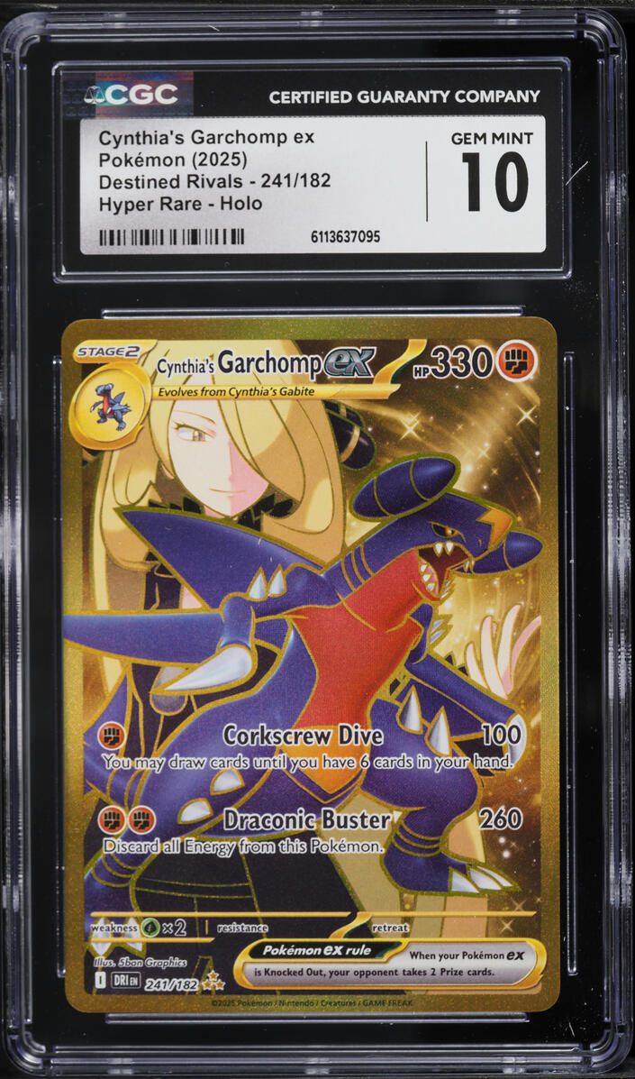 2025 Pokemon Scarlet & Violet Destined Rivals Gold Rare Cynthia's Garchomp ex #241 CGC 10 GEM