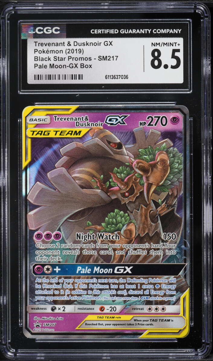 2019 Pokemon Sun & Moon Promo Pale GX Box Holo Trevenant & Dusknoir GX #SM217 CGC 8.5 NM-MT+