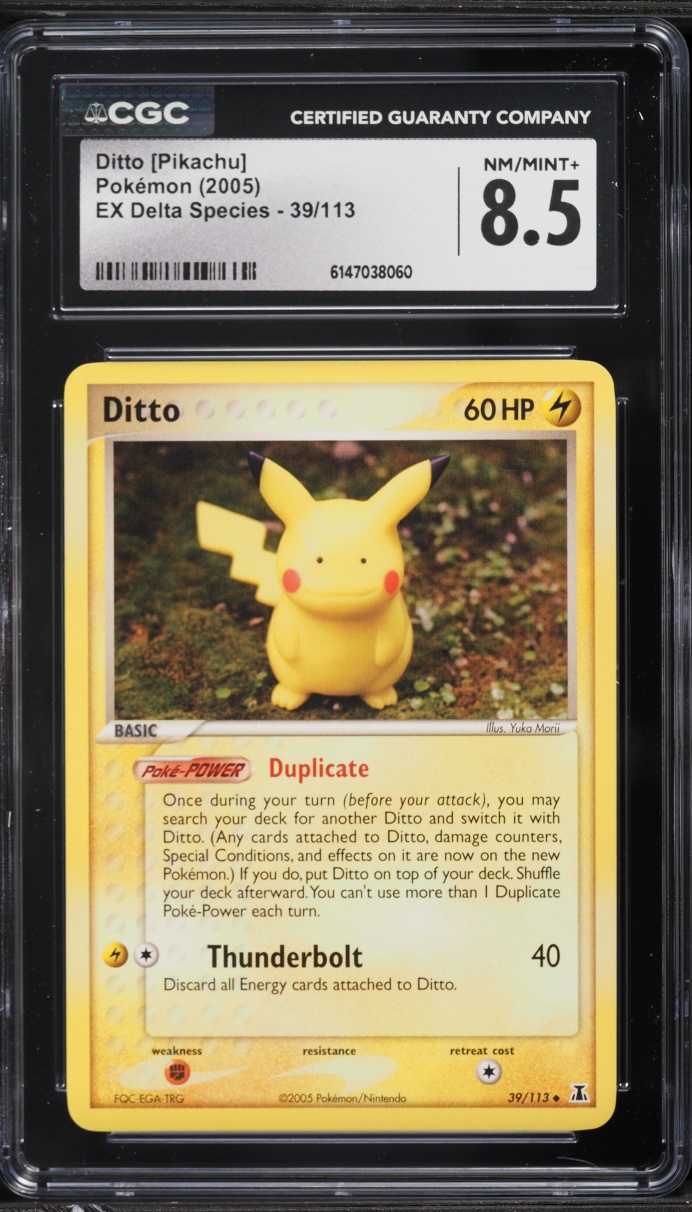 2005 Pokemon EX Delta Species Ditto Pikachu #39 CGC 8.5 NM-MT+