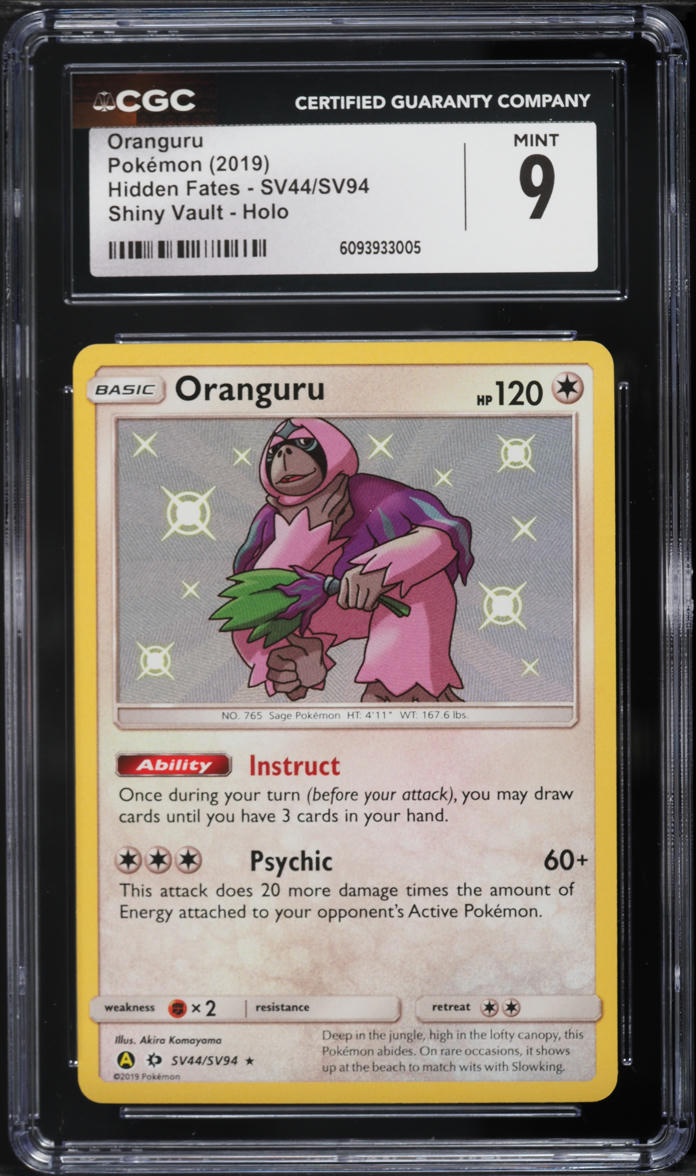 2019 Pokemon Sun & Moon Hidden Fates Shiny Oranguru #SV44 CGC 9 MINT