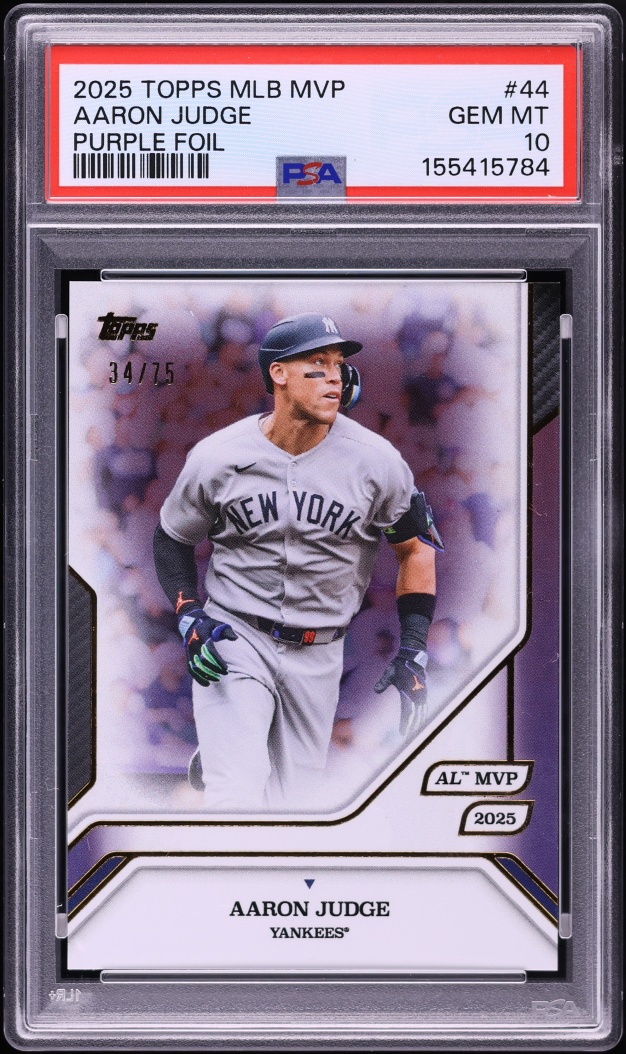 2025 Topps MLB MVP Collection Purple Foil Aaron Judge /75 #44 PSA 10 GEM MINT