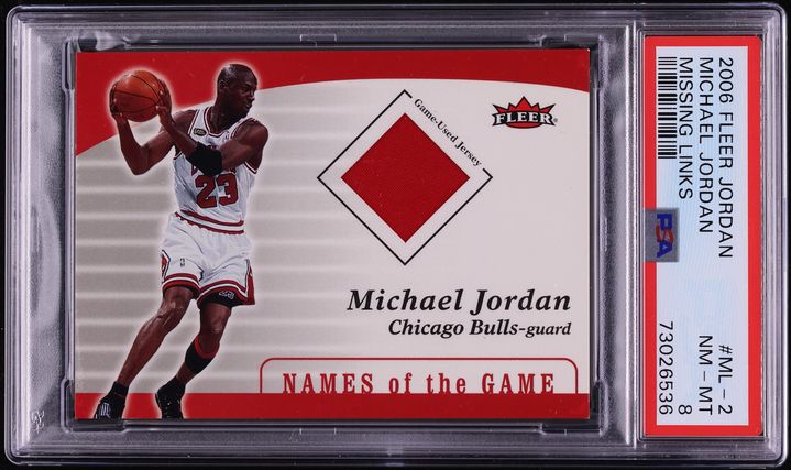 2006 Fleer Missing Links Michael Jordan PATCH #ML-2 PSA 8 NM-MT