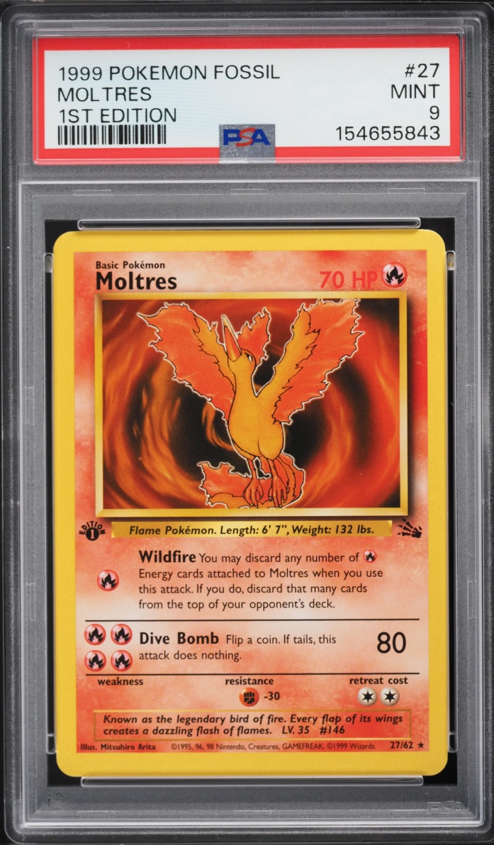 1999 Pokemon Fossil 1st Edition Moltres #27 PSA 9 MINT