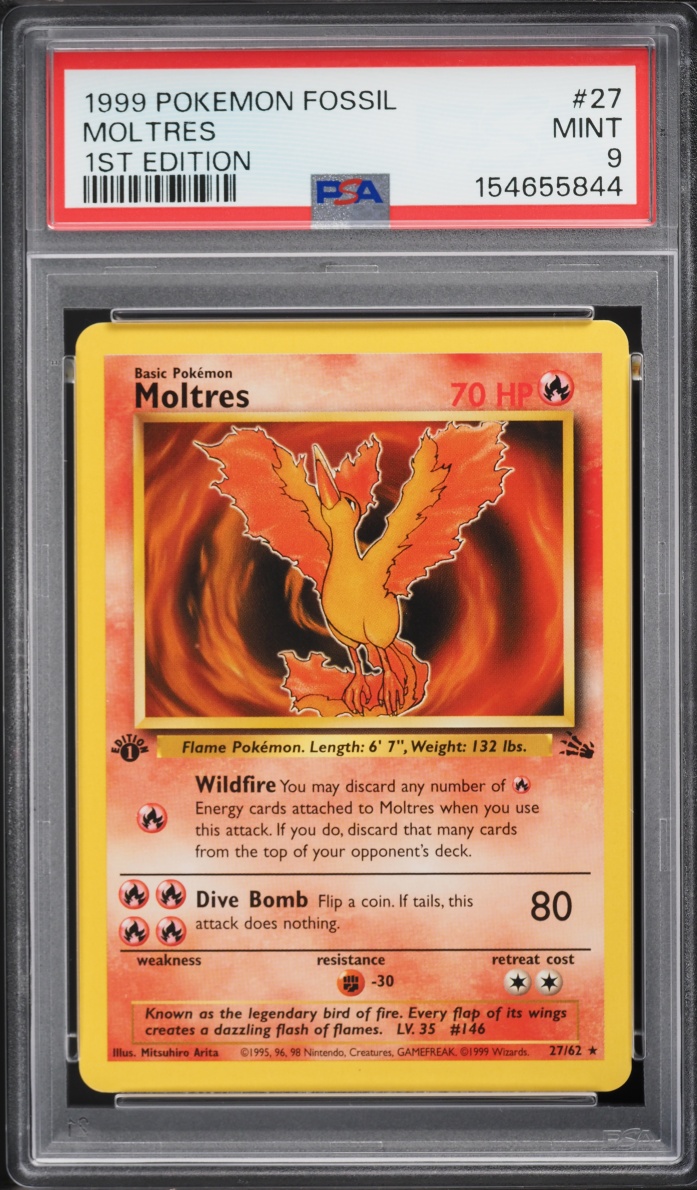 1999 Pokemon Fossil 1st Edition Moltres #27 PSA 9 MINT