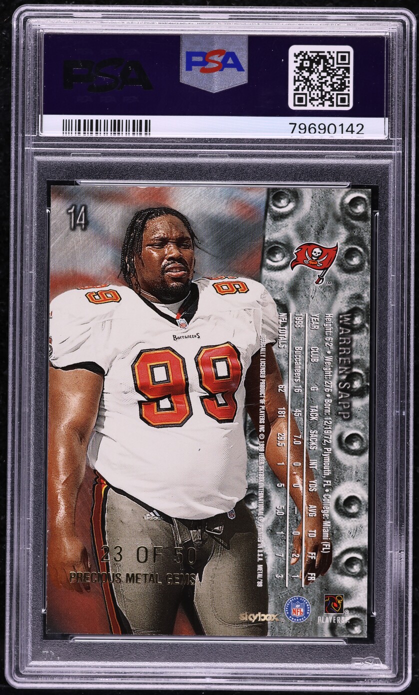 1999 Metal Universe Precious Metal Gems PMG Warren Sapp /50 #14 PSA 9 MINT