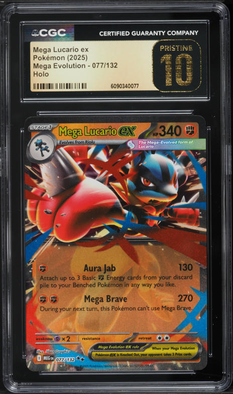 2025 Pokemon Mega Evolution Holo Mega Lucario EX #77 CGC 10