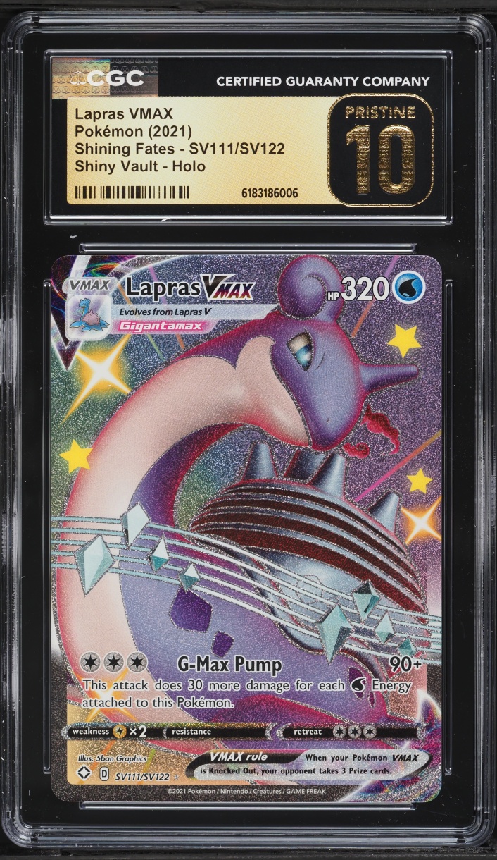 2021 Pokemon Sword & Shield Shining Fates Full Art Lapras VMAX #SV111 CGC 10 PRISTINE