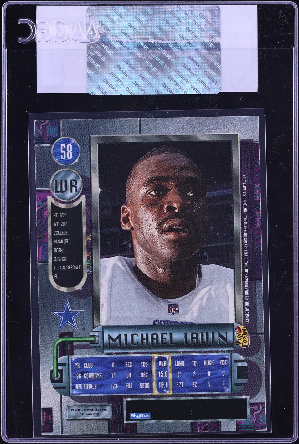 1997 Metal Universe Michael Irvin #58 CGC AUTH