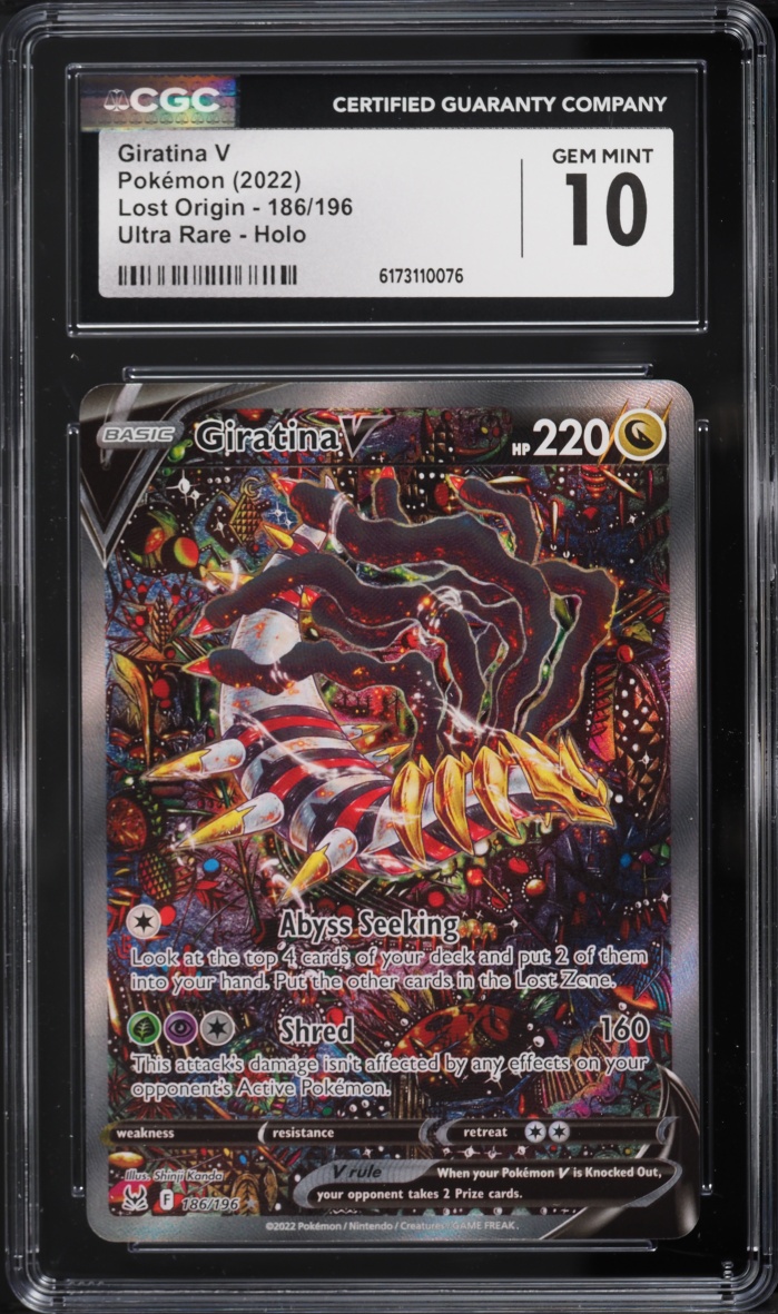 2022 Pokemon Sword & Shield Lost Origin Full Art Giratina V #186 CGC 10 GEM MINT