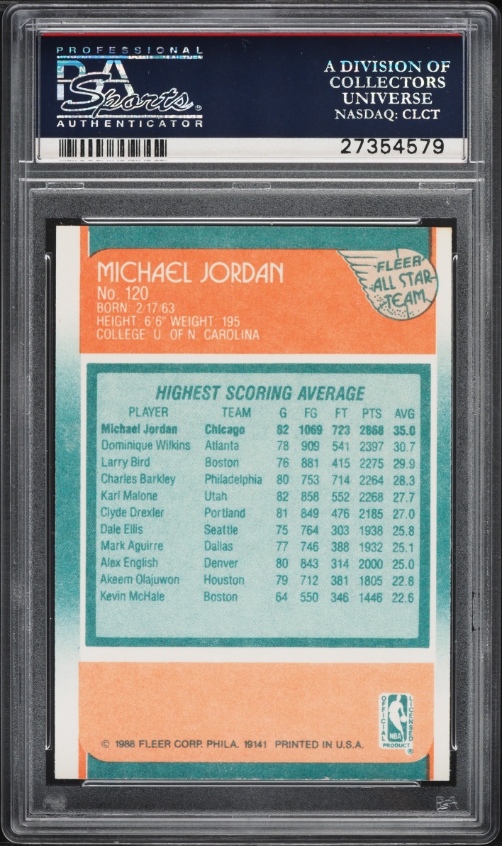 1988 Fleer All Star Michael Jordan #120 PSA 9 MINT