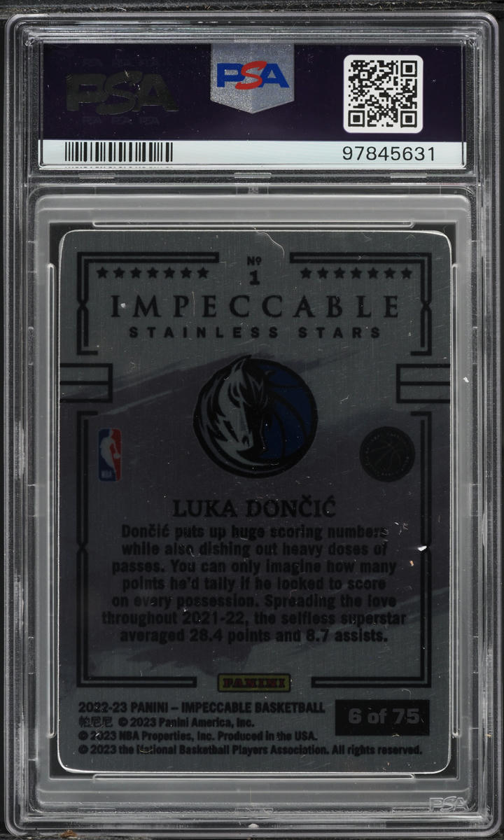 2022 Panini Impeccable Stainless Stars Blue Luka Doncic /75 #1 PSA 9 MINT