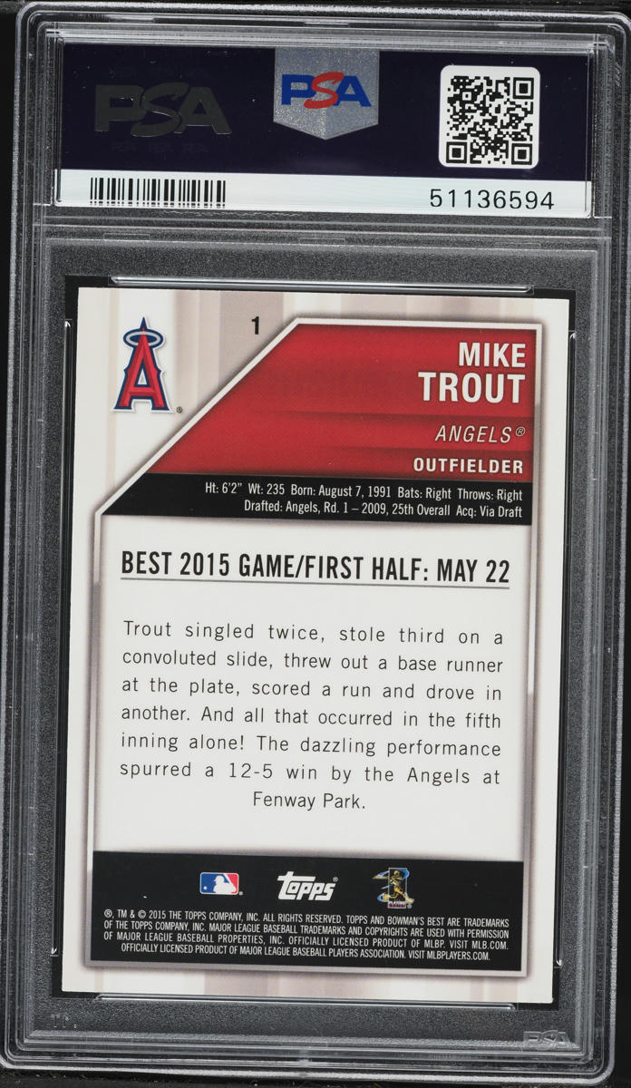 2015 Bowman's Best Refractor Mike Trout #1 PSA 10 GEM MINT