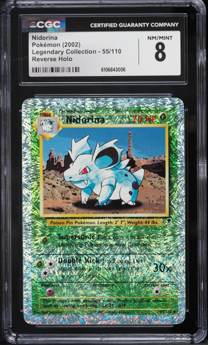 2002 Pokemon Legendary Collection Reverse Holo Nidorina #55 CGC 8 NM-MT