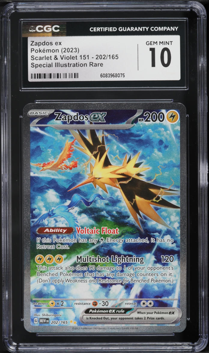 2023 Pokemon Scarlet & Violet 151 SIR Zapdos ex #202 CGC 10 GEM MINT