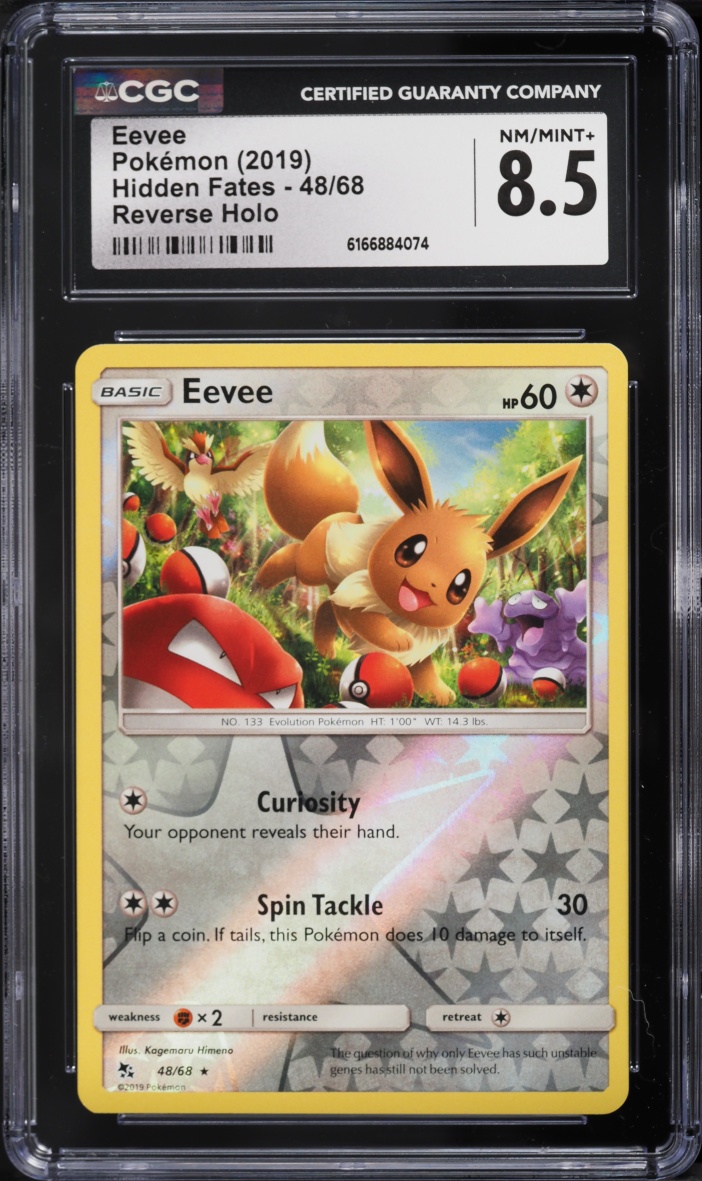 2019 Pokemon Sun & Moon Hidden Fates Reverse Holo Eevee #48 CGC 8.5 NM-MT+