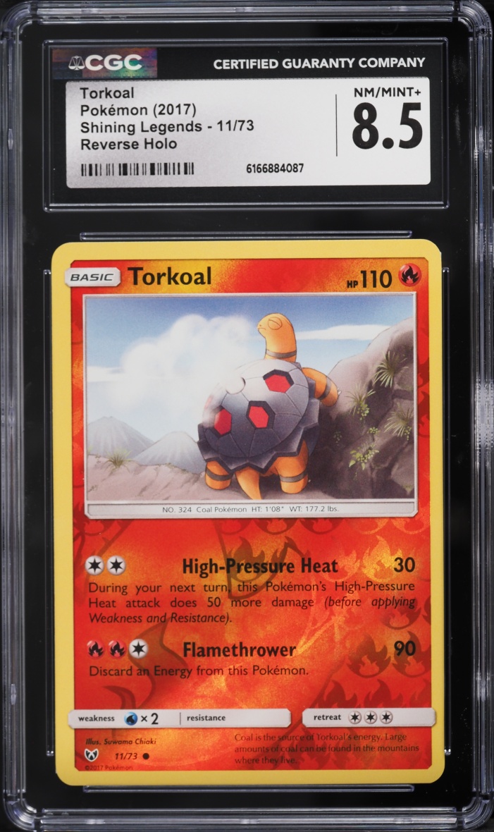 2017 Pokemon Sun & Moon Shining Legends Reverse Holo Torkoal #11 CGC 8.5 NM-MT+