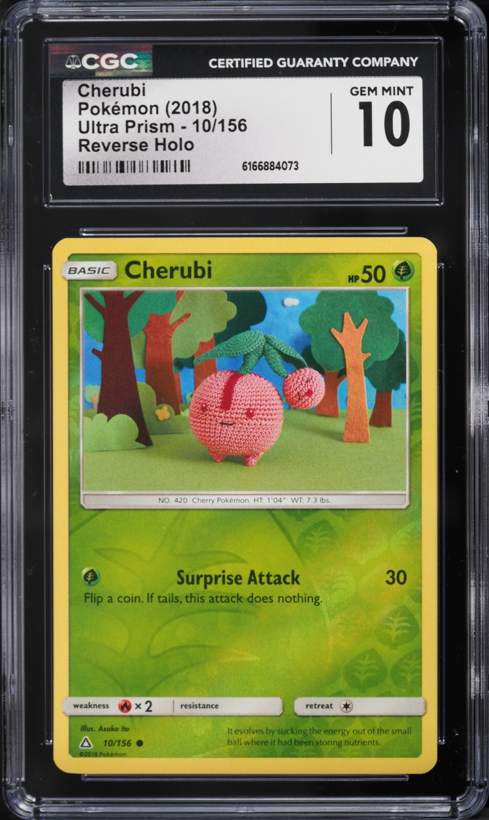 2018 Pokemon Sun & Moon Ultra Prism Reverse Holo Cherubi #10 CGC 10 GEM MINT