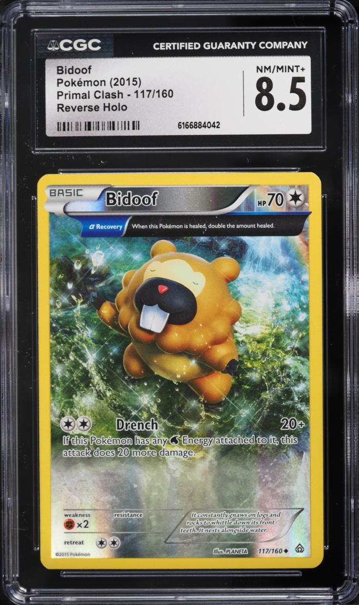 2015 Pokemon XY Primal Clash Reverse Holo Bidoof #117 CGC 8.5 NM-MT+