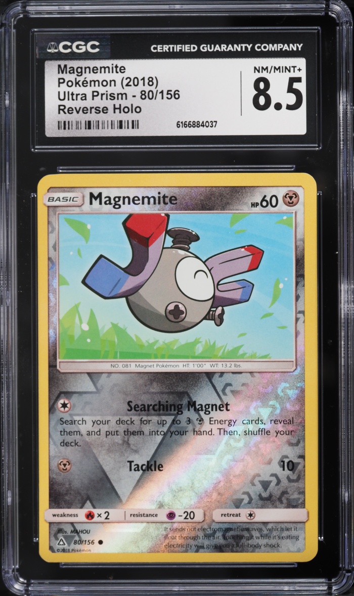 2018 Pokemon Sun & Moon Ultra Prism Reverse Holo Magnemite #80 CGC 8.5 NM-MT+