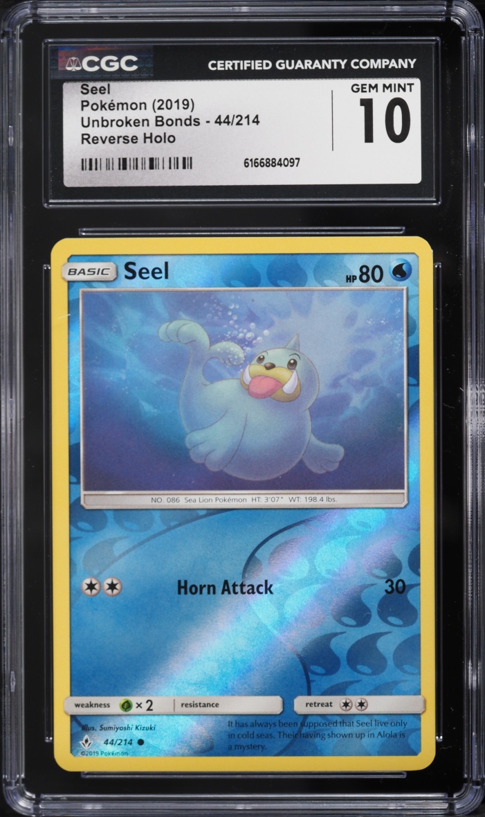 2019 Pokemon Sun & Moon Unbroken Bonds Reverse Holo Seel #44 CGC 10 GEM MINT