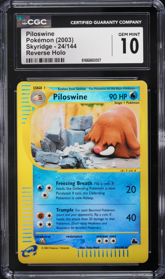 2003 Pokemon Skyridge Reverse Holo Piloswine #24 CGC 10 GEM MINT