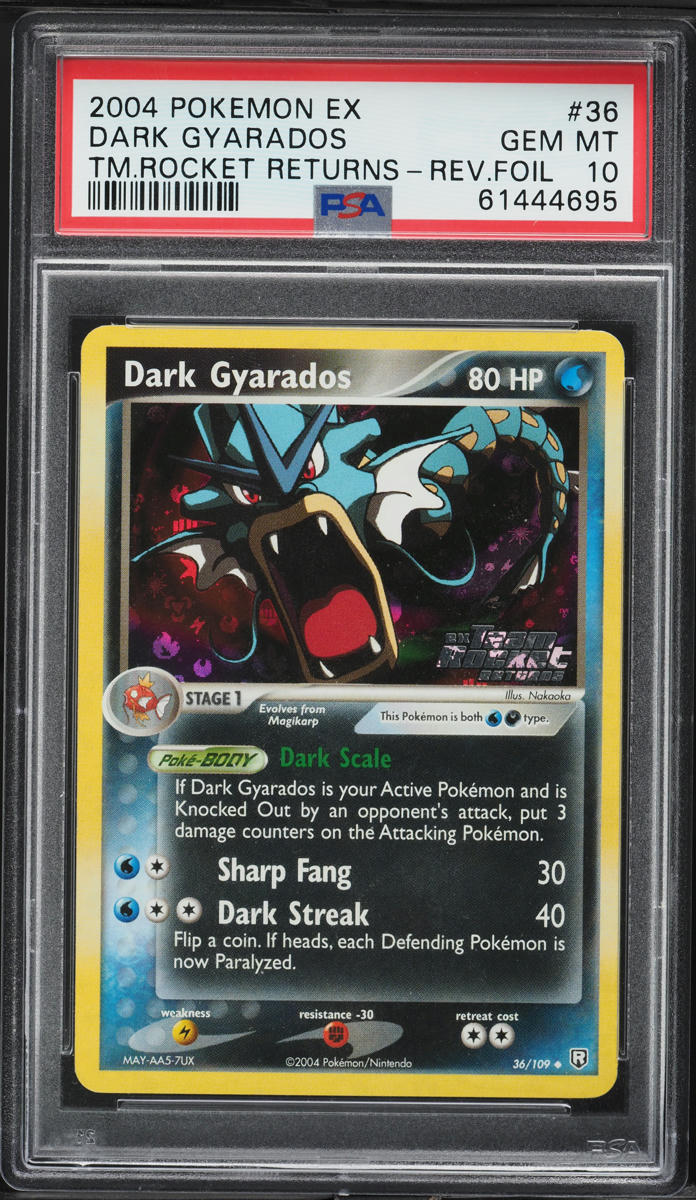 2004 Pokemon EX Team Rocket Returns Reverse Holo Dark Gyarados #36 PSA 10 GEM MINT