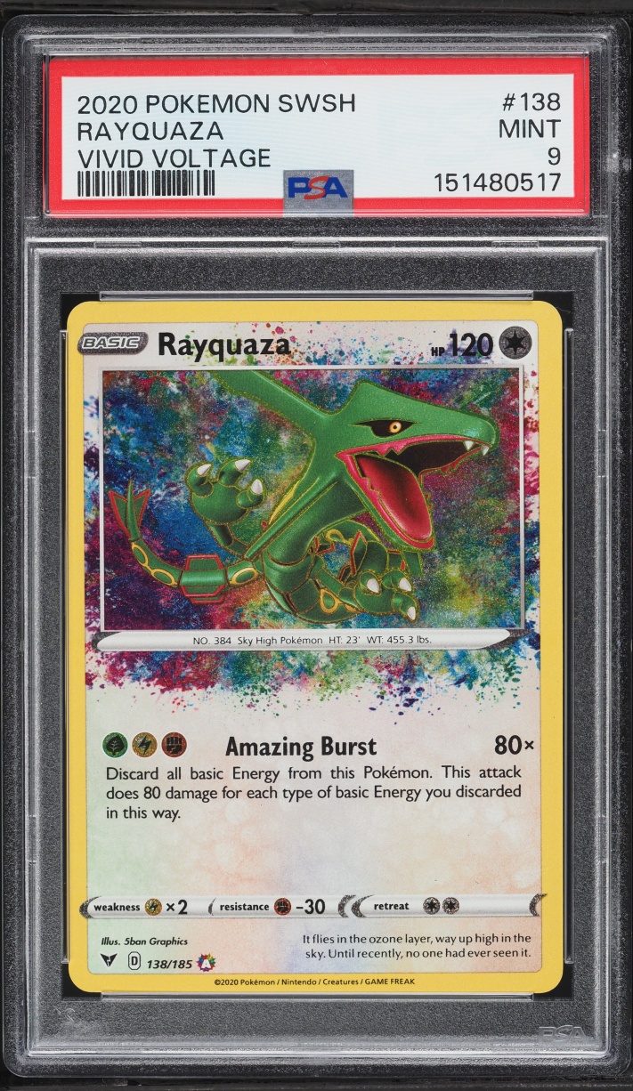 2020 Pokemon Sword & Shield Vivid Voltage Amazing Rare Rayquaza #138 PSA 9 MINT