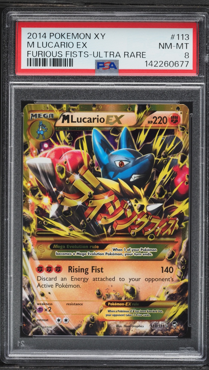 2014 Pokemon XY Furious Fists Full Art M Lucario EX #113 PSA 8 NM-MT